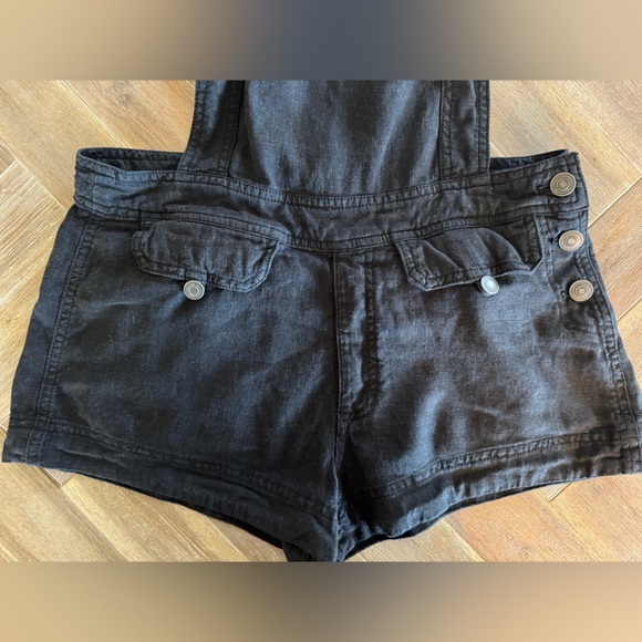 Free People Black Linen Short Overalls - Picture 6 of 9